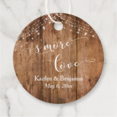 "S'More Liebe" Rustikales Holz & Leichtbauwerk Geschenkanhänger (Vorderseite)