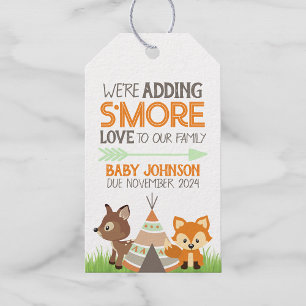 Smore Liebe Woodland Camper Baby Dusche Fevor Tags Geschenkanhänger