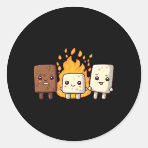 S'More Marshmallow Smores Camper Camg Kawaii Runder Aufkleber