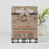 S'more Party Buffalo Karo Kariert Geburtstag Einladung (Stehend Vorderseite)