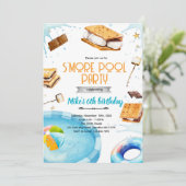 S'more pool birthday party invitation einladung (Stehend Vorderseite)