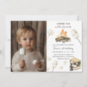S'more Spaß Campfire 1. Geburtstagseinladung Einladung (Vorderseite)
