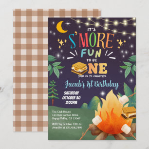 S'more Spaß, um EINS Lagerfeuer 1. Geburtstagsfeie Einladung