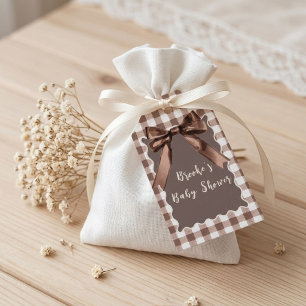 S'more to Love Braunes Gingham-Schleifen-Baby-Show Geschenkanhänger