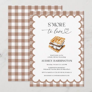 S'More to Love Vornehme Braun Karierte Babyparty Einladung