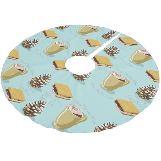 S'mores and Cocoa Holiday Tree Skirt Polyester Weihnachtsbaumdecke (Schrägansicht)