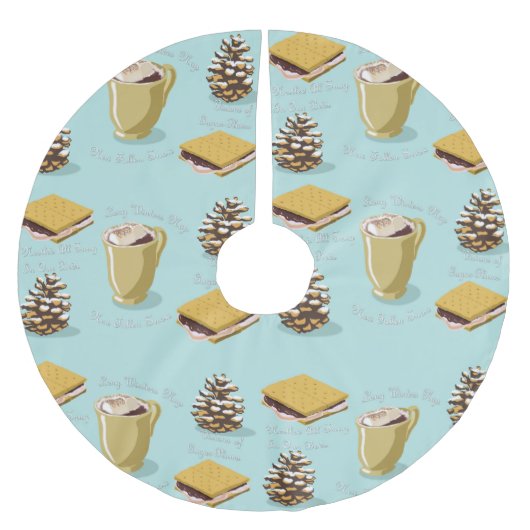 S'mores and Cocoa Holiday Tree Skirt Polyester Weihnachtsbaumdecke (Vorderseite)