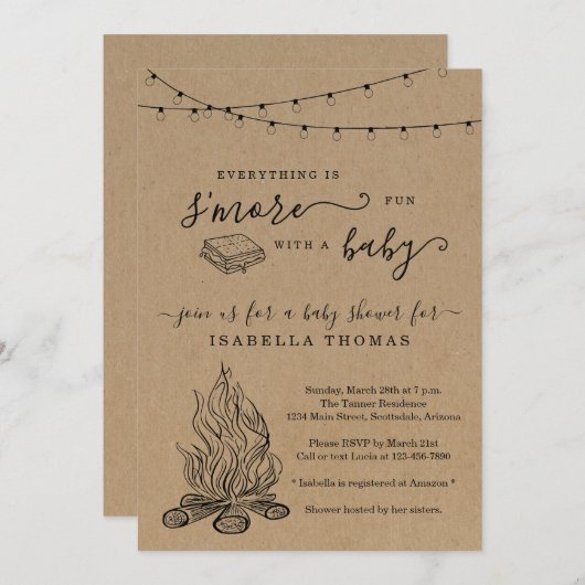 S'mores Baby Shower Einladung (Vorne/Hinten)