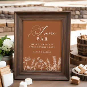 S'mores Bar Burnt Orange Wildblume Hochzeitszeiche Poster