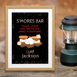 S'mores Bar Camping Geburtstagsfeier Unterschrift Poster