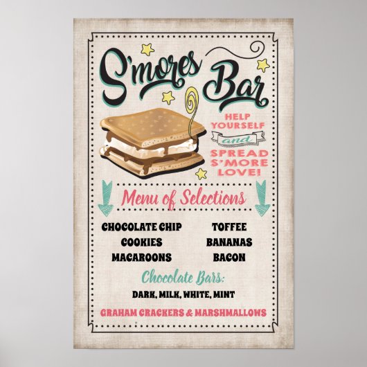 S'mores-Bar-Menü-Party-Schild Poster (Vorne)