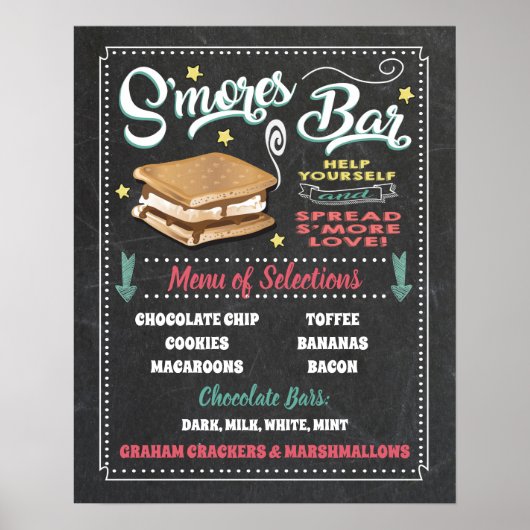 S'mores-Bar-Menü-Party-Schild Poster (Vorne)