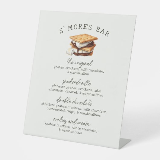 S'mores Bar Recipe Sign Fall Bonfire Outdoor Sockelschild (Vorderseite)