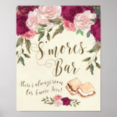 Smores Bar sign Elfenbein Blumenhochzeit Grillen Poster (Vorne)