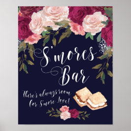 Smores Bar sign Marine Blumenhochzeit Poster