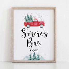 S'Mores Bar signieren Roter Winter Weihnachtsbaum  Poster
