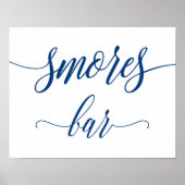 Smores Bar Wedding Sign in Navy Blue Calligraphy Poster (Vorne)