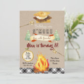 Smores Birthday Invitation, S'mores Invitation, Einladung (Stehend Vorderseite)
