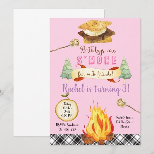 Smores Birthday Invitation, S'mores Invitation, Einladung (Vorne/Hinten)