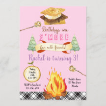 Smores Birthday Invitation, S'mores Invitation,