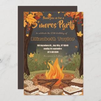 S'mores Birthday Party Invitation – Cozy Campfire Einladung