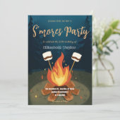 S'mores Birthday Party Invitation – Cozy Campfire Einladung (Stehend Vorderseite)