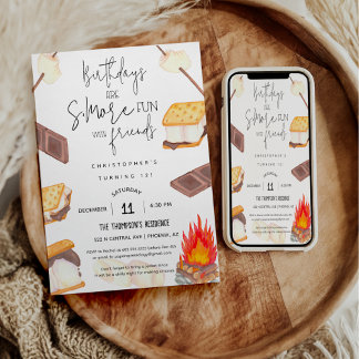 Smores Birthday S'more Fun Party Campfire Feuer Einladung