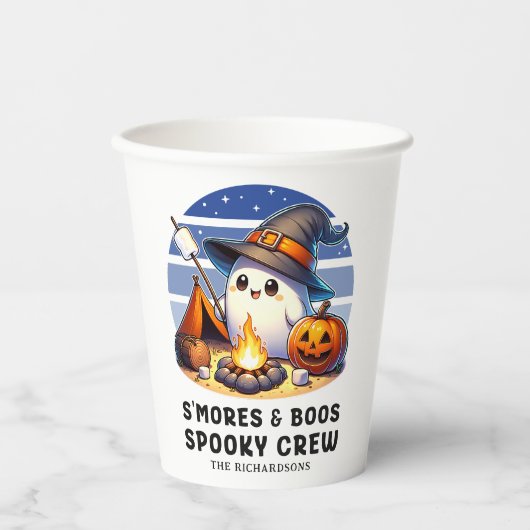 Smores Boos Spooky Crew Camping Ghost Halloween Pappbecher (Vorderseite)