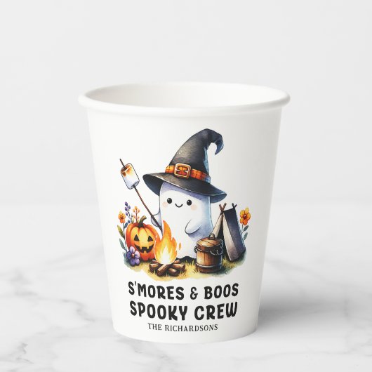 Smores Boos Spooky Crew Ghost Camping Halloween Pappbecher (Vorderseite)
