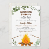 S'mores Campfire Bonfire Greenery Baby Dusche Invi Einladung (Vorne/Hinten)