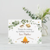 S'mores Campfire Grüne Geburtstag Vielen Dank Dankeskarte (Stehend Vorderseite)