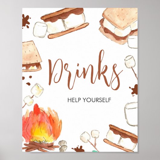 S'mores Camping Baby Dusche Drinks Poster (Vorne)