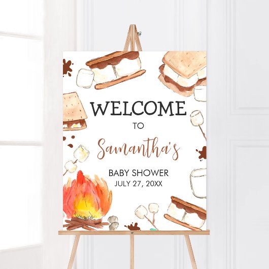 S'mores Camping Baby Dusche Willkommen Poster