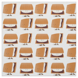 S'mores Cartoon Brown White Lächeln Muster Stoff