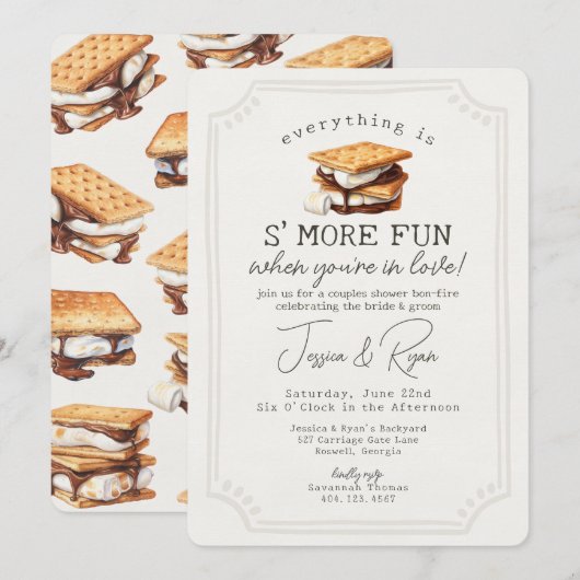 S'mores Fall Bonfire Außenpaare Dusche Einladung (Vorne/Hinten)