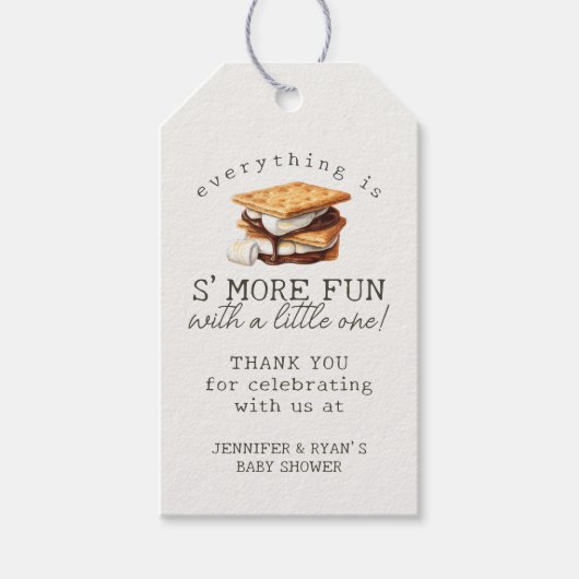 S'mores Fall Bonfire Outdoor Baby Dusche Gefallen Geschenkanhänger (Vorderseite)
