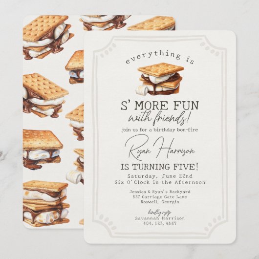 S'mores Fall Bonfire Outdoor Birthday Einladung (Vorne/Hinten)