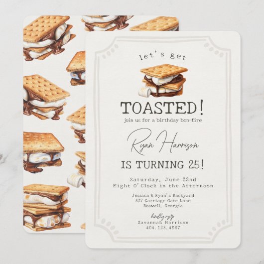 S'mores Fall Bonfire Outdoor Birthday Einladung (Vorne/Hinten)