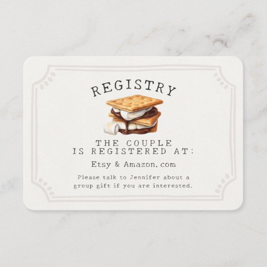 Smores Fall Bonfire Outdoor Bridal Registrierungss Begleitkarte (Vorderseite)