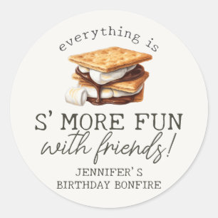 S'mores Fall Bonfire Outdoor Geburtstagsgunst Runder Aufkleber