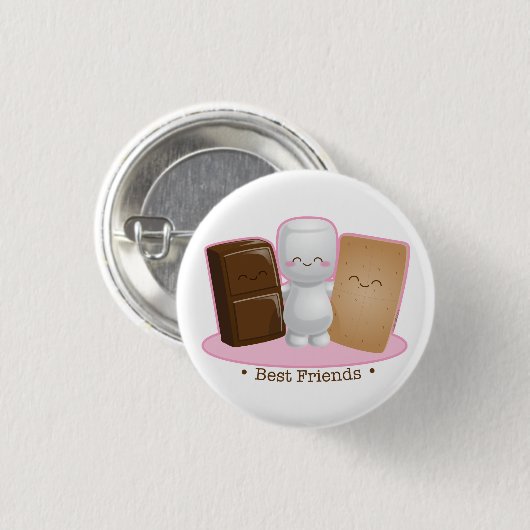 S'mores Freund-runder Knopf Button (Vorne & Hinten)