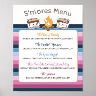 S'Mores Gender offenbart Party-bearbeitbares Menü Poster