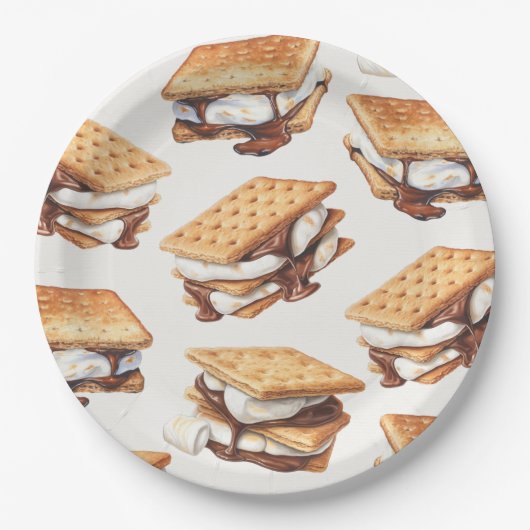 S'mores Herbst Bonfire Outdoor-Party Pappteller (Vorderseite)
