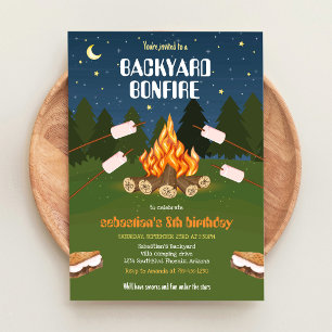 S'mores Hinterhof-Camping-Lagerfeuer-Geburtstag Einladung