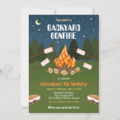 S'mores Hinterhof-Camping-Lagerfeuer-Geburtstag Einladung (Vorderseite)