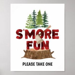 Smores Lumberjack Geburtstagsparty Sign Poster
