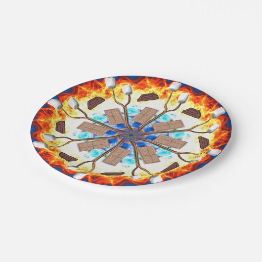 S'mores Marshmallows Roasting Pappteller (Schrägansicht)