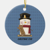 S'mores Schneemann mit GingerbreadChristmas Keramikornament (Vorne)