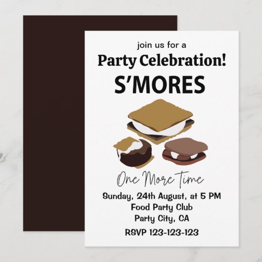 Smores S'mores Dessert Noch Einmal Smore Einladung (Vorne/Hinten)