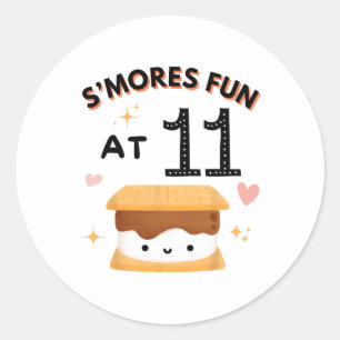 S'mores Spaß Camping Geburtstag 11 Jahre alt Campe Runder Aufkleber